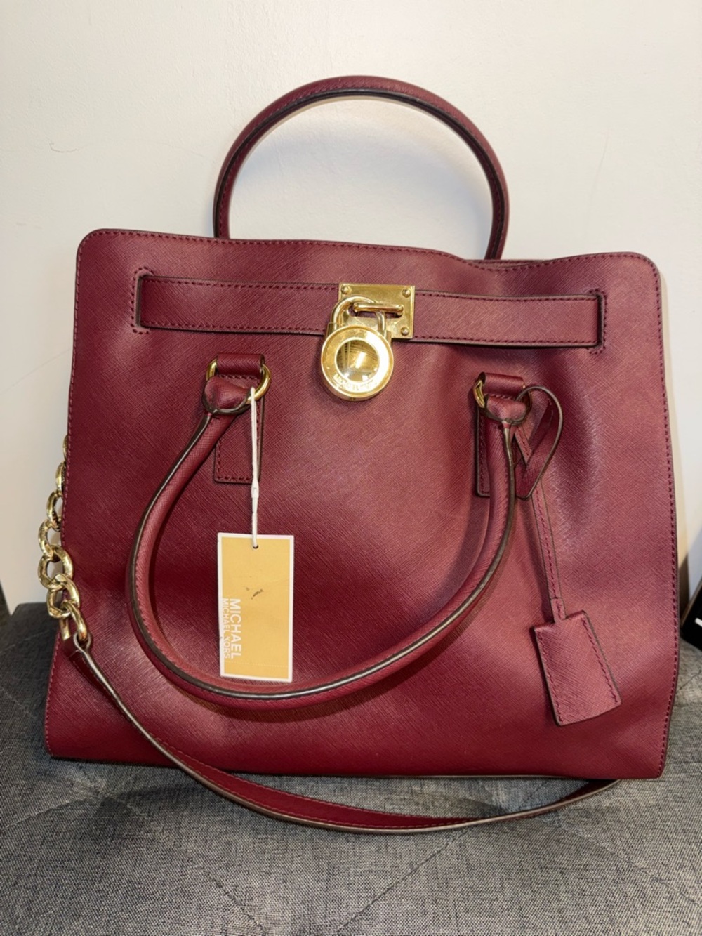 Michael Kors Hamilton Large North South Saffiano Leather Tote Merlot